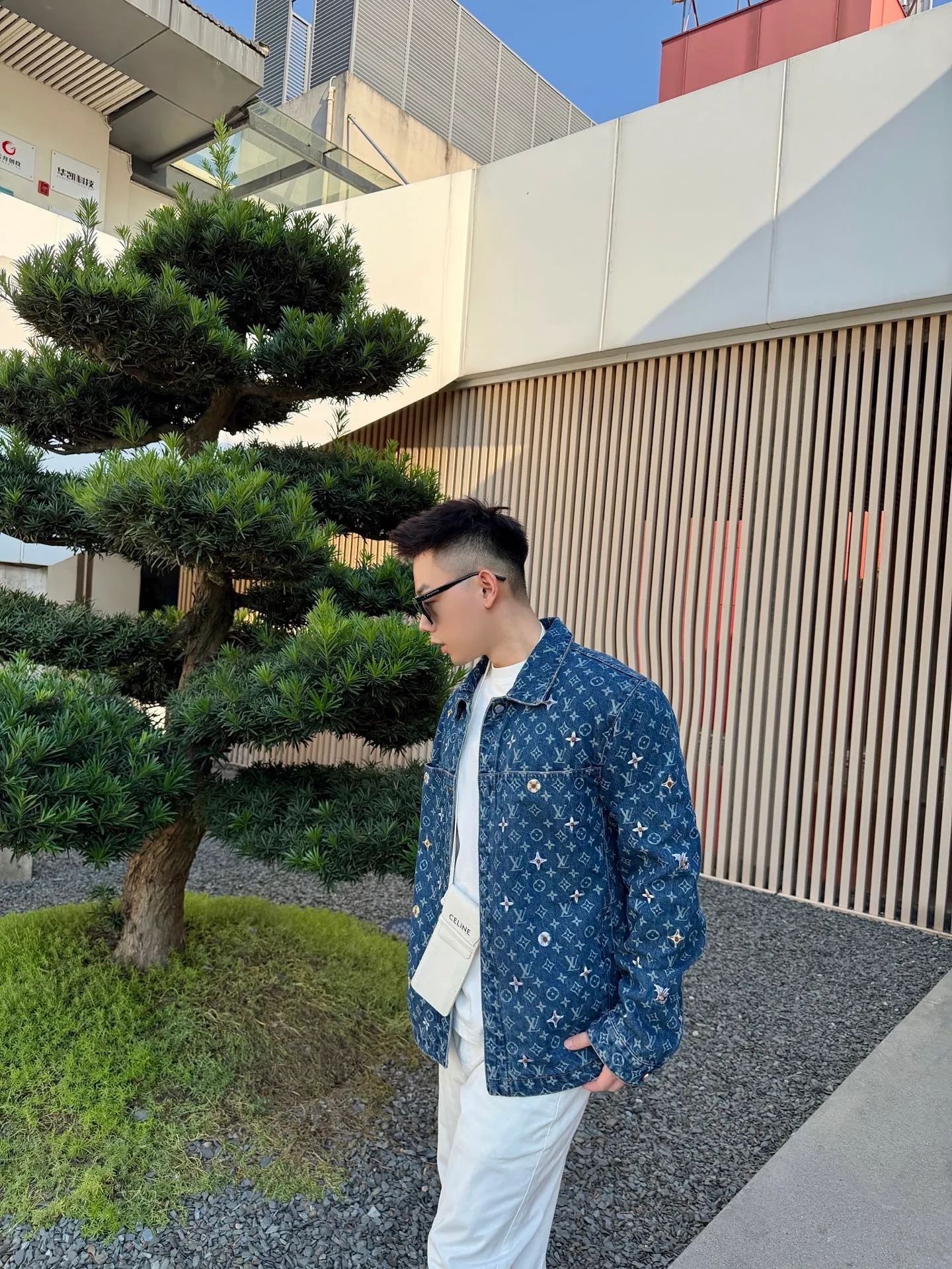 Louis Vuitton/Louis Vuitton all-over logo daisy embroidered denim jacket